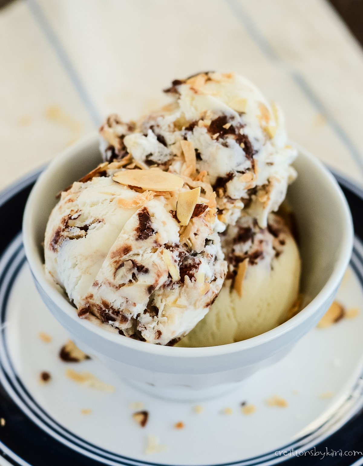 Almond Joy Ice Cream almond joy ice cream with toasted almonds