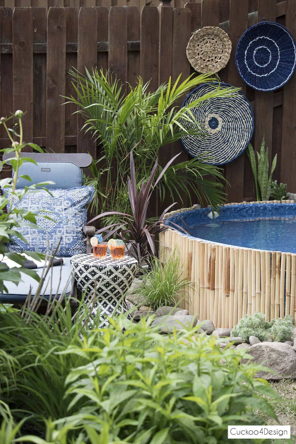 close-up of our stock tank pool set-up