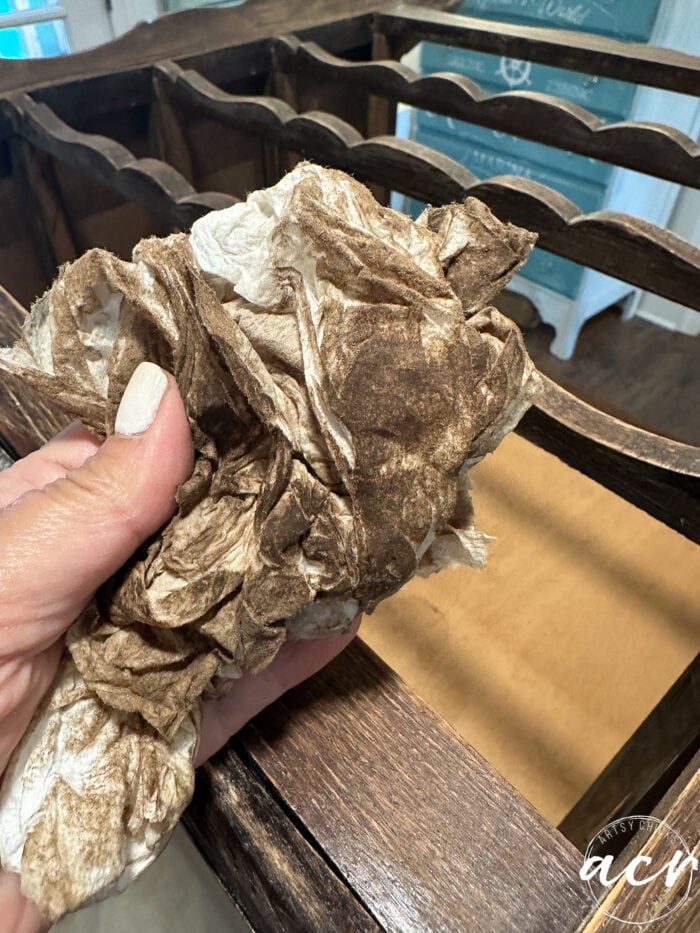 dirty rag from cleaning dresser