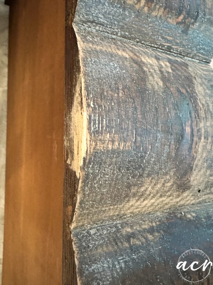 wood filler filled spot on drawer