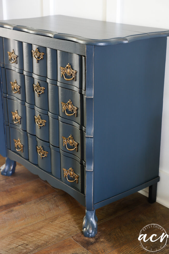 blue dresser from the other side
