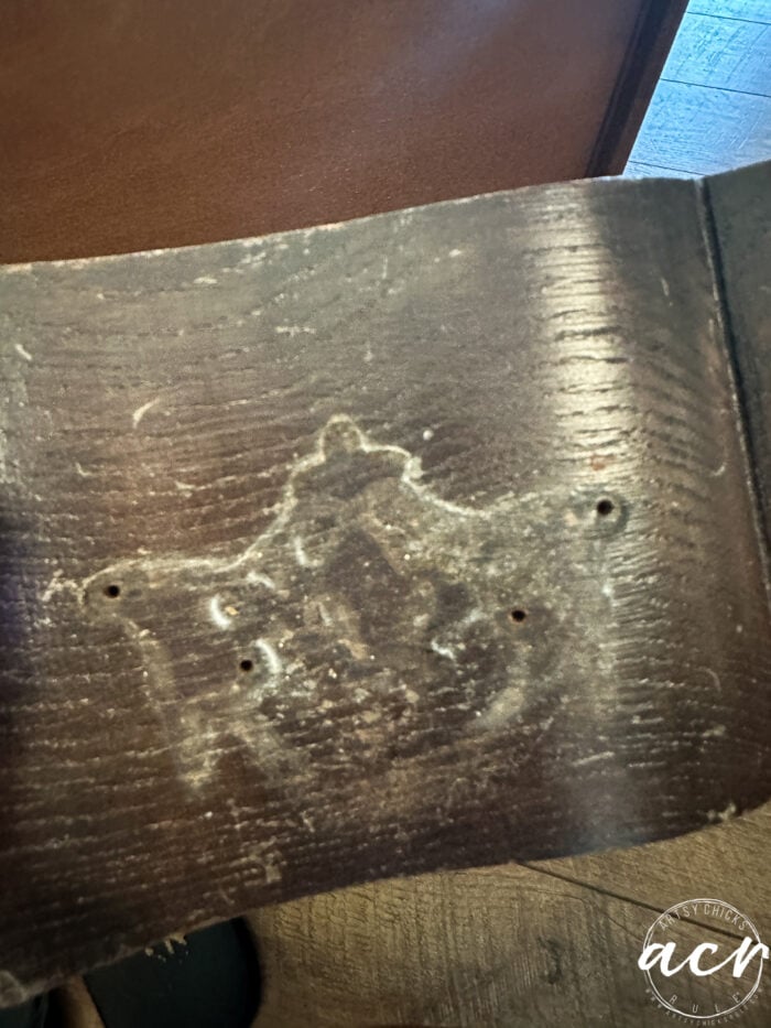 drawer front after hardware removed