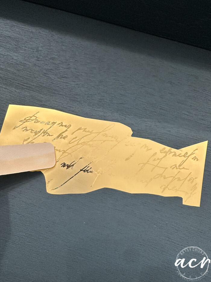 rubbing transfer to transfer to drawer