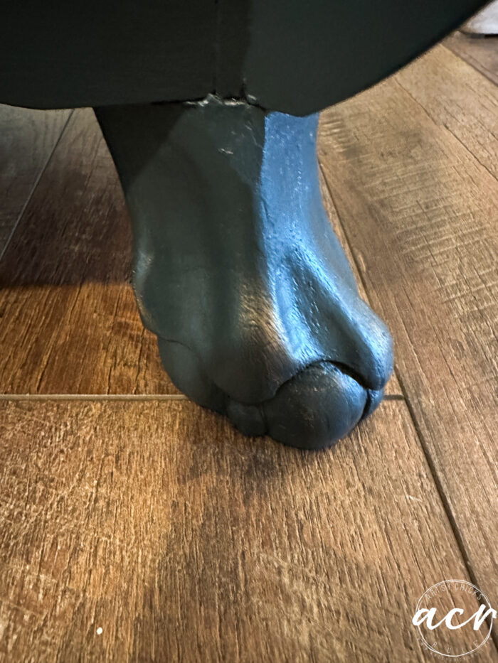 bronze paste on feet of dresser