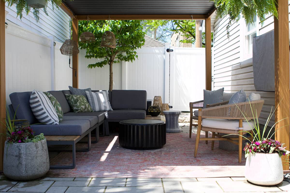 Pots underneath the pergola
