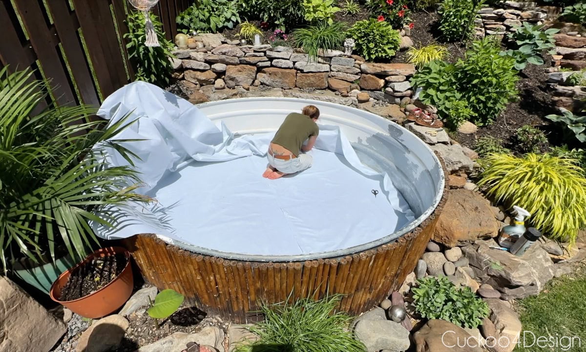 Our stock tank pool liner installation...